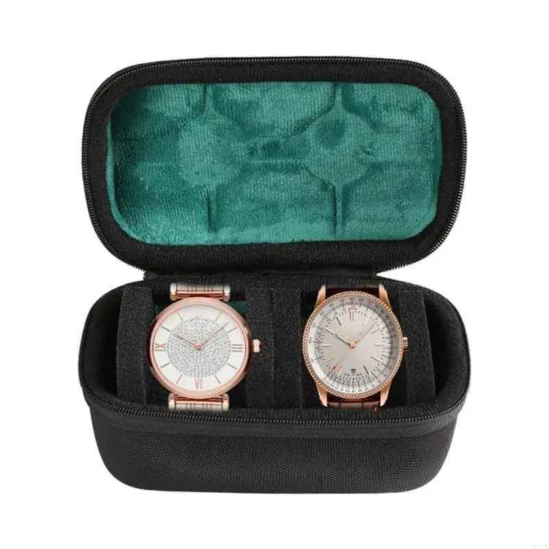 Waterproof Storage Case 2 Slot Wristwatch Carrying Bag Zippered Protective Cover 