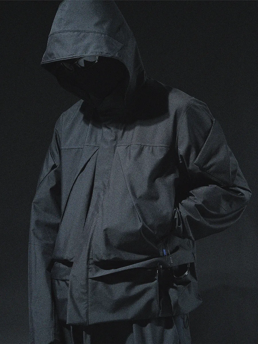 REINDEE LUSION 25AW 0256 DERMIZAX 3L HARD SHELL DETACHABLE HAT STAND UP COLLAR JACKET TECHWEAR STREETWEAR CYBERPUNK DARKWEAR