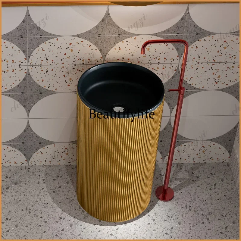 Y136  modern simple light luxury marble floor-to-ceiling wash basin hotel bed and breakfast club basin column basin