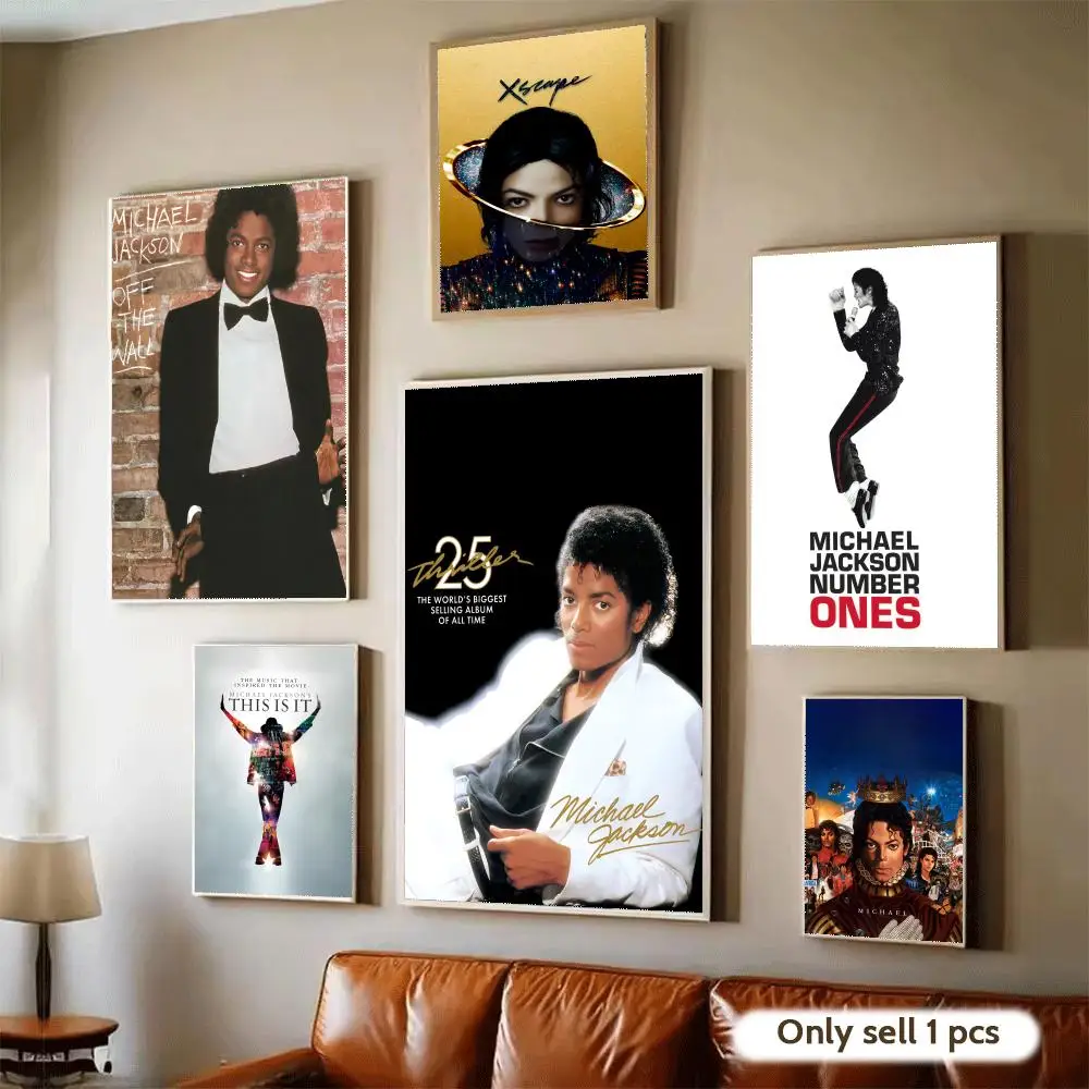 Affiche autocollante imperméable du chanteur des années 80 M-Michael J-Jackson, autocollant mural artistique pour la décoration de la maison et du bar, décoration murale autocollante pour la chambre