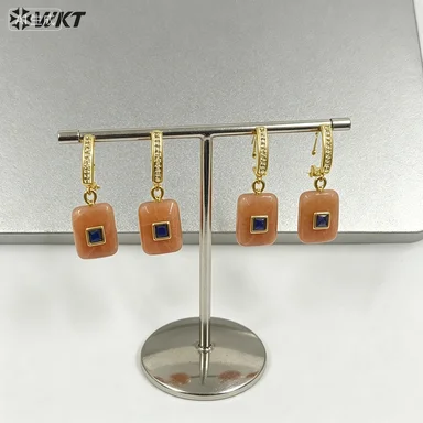 

Изысканные серьги WT-E796 с цирконами и аметистово-розовыми кристаллами, средней длины, с застежкой-клипсой