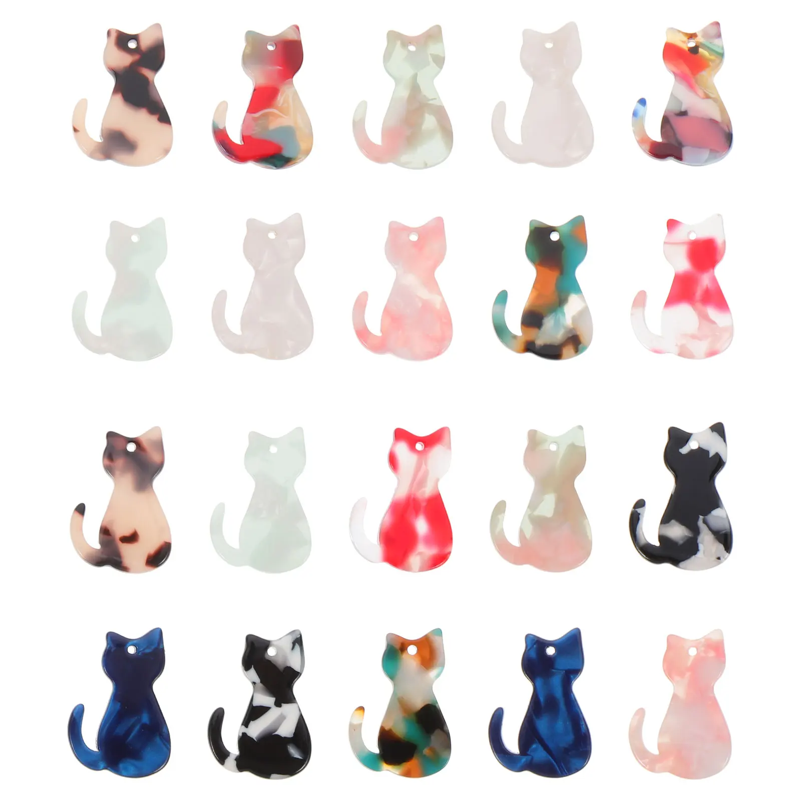 

20pcs Cat Charms for Earring Making Resin Animal Pendants Jewelry Accessories Cute Kawaii Keychain DIY Handmade Bracelet Charm