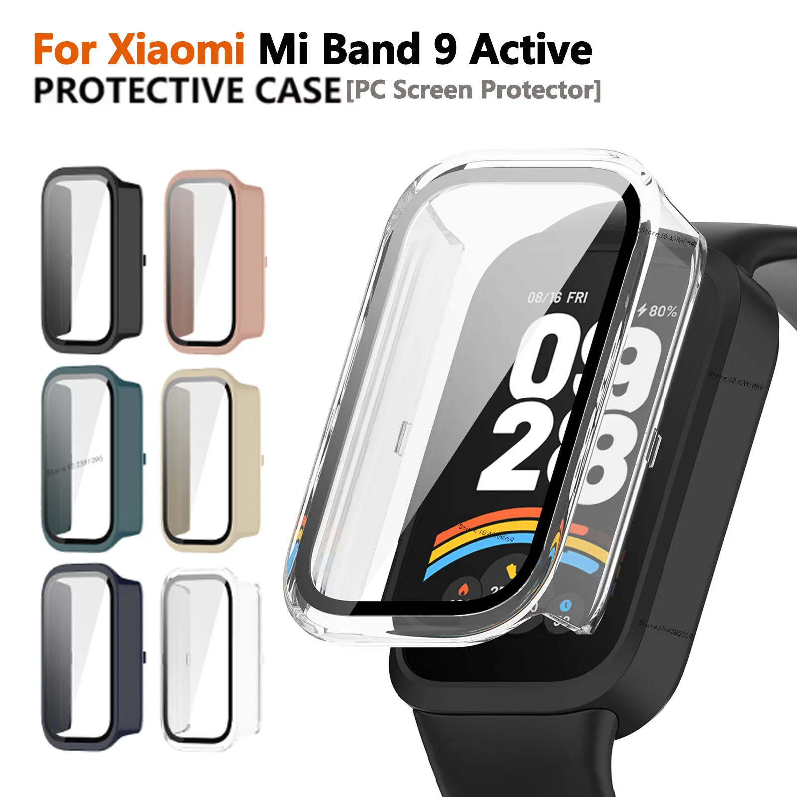 PC Case+Tempered Glass For Xiaomi Mi Band 9 Active Smart Watch Full Cover Screen Protector Bumper For Redmi Smart Band 3 Shell