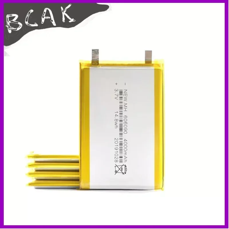 Hot Style Quality BCAK 3.7V 606090 4000mAh Battery Lithium Polymer Rechargeable Cells for GPS PSP DVD Toy Powerbank Power Bank T