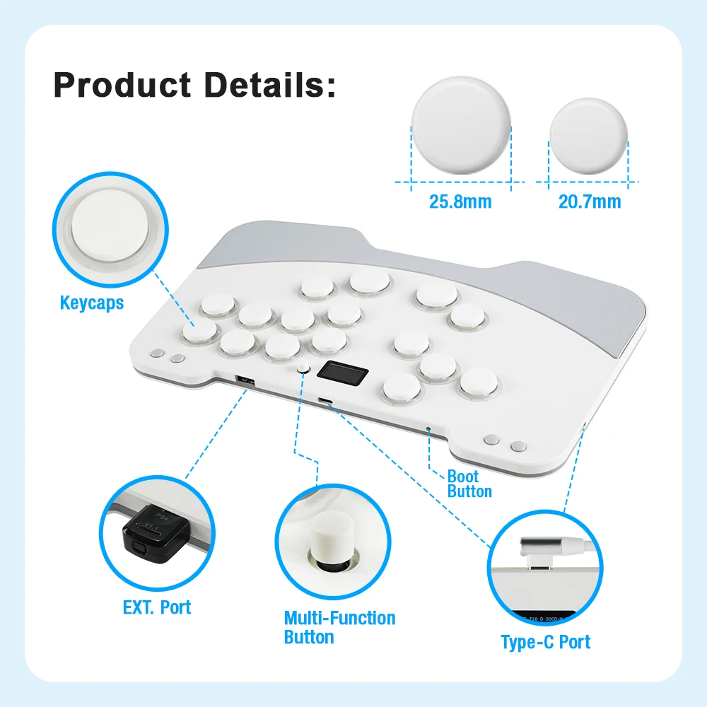 Duelpad Zen Metal Ergo-split  Arcade Controller For PC/PS3/PS4 With Meun UI Function Hitbox Controller For PS5/Xbox/Switch/Steam