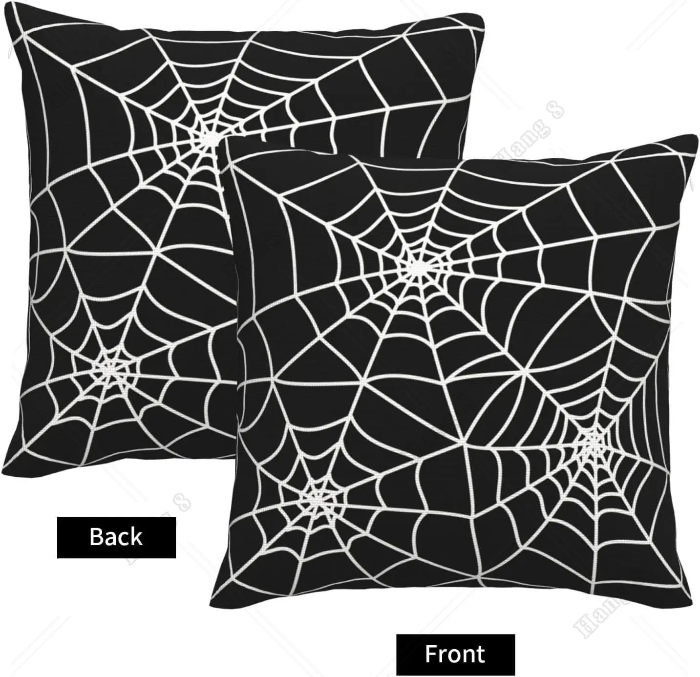 Pillow Covers 18x18 Inch Set of 2 Black Spider Web Decor Throw Pillows Halloween Outdoor Decorative Square Linen Cushion Covers