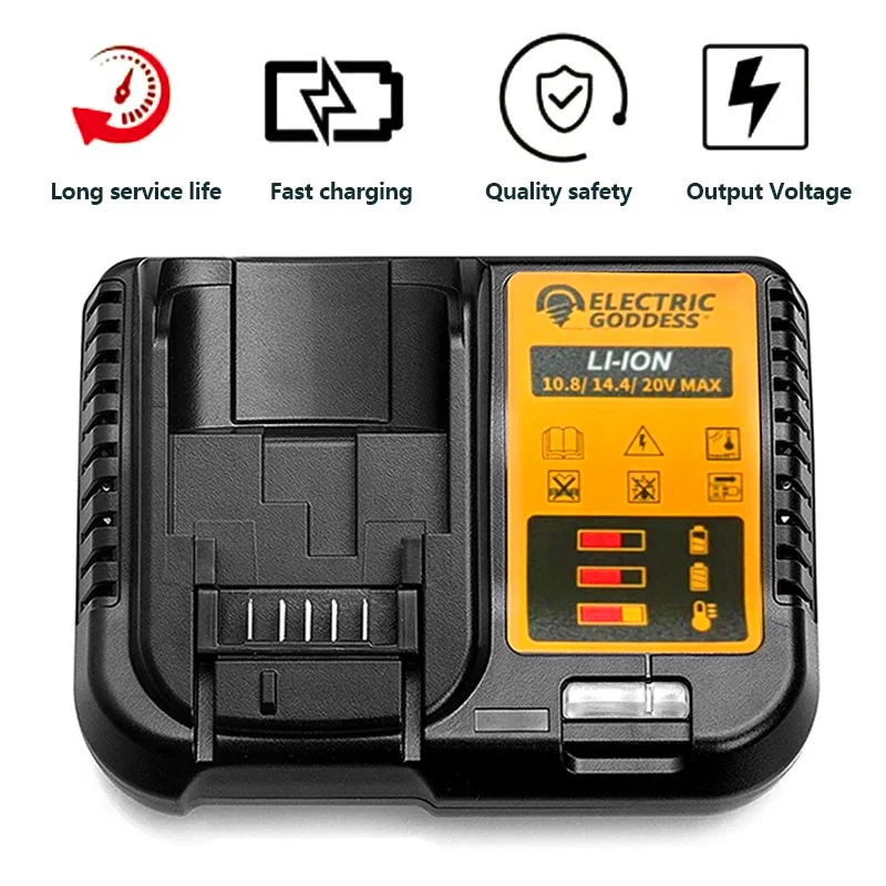 Electric Goddess Lithium Battery Charger With LED Display For Dewalt 20V Battery Pin 10.8V 14.4V 20V Battery Charger