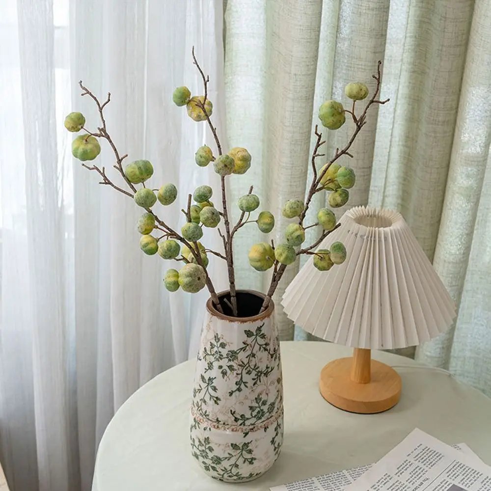 

Flower Arrangement 12-Fruit Artificial Pumpkin Branches Handmade Elegant Simulation Pumpkin Realistic Fake Plants Thanksgiving