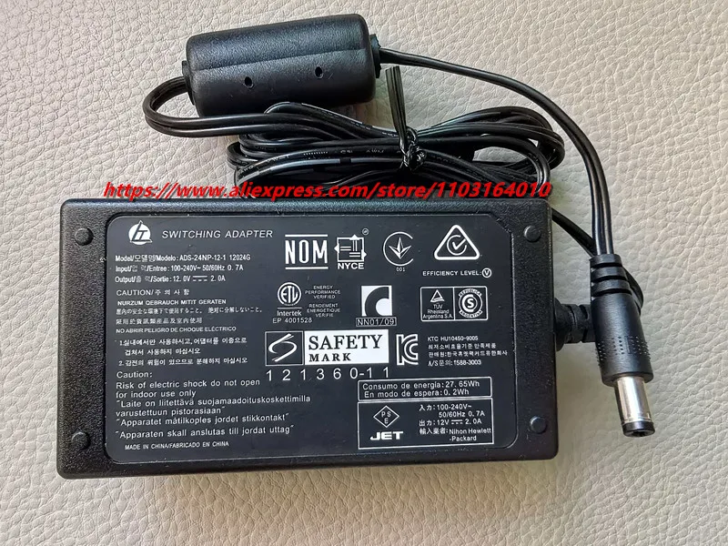 Original HOIOTO ADS-24NP-12-1 12024G 12V 2A AC DC Switching Adapter Charger Power Supply 5.5*2.1mm