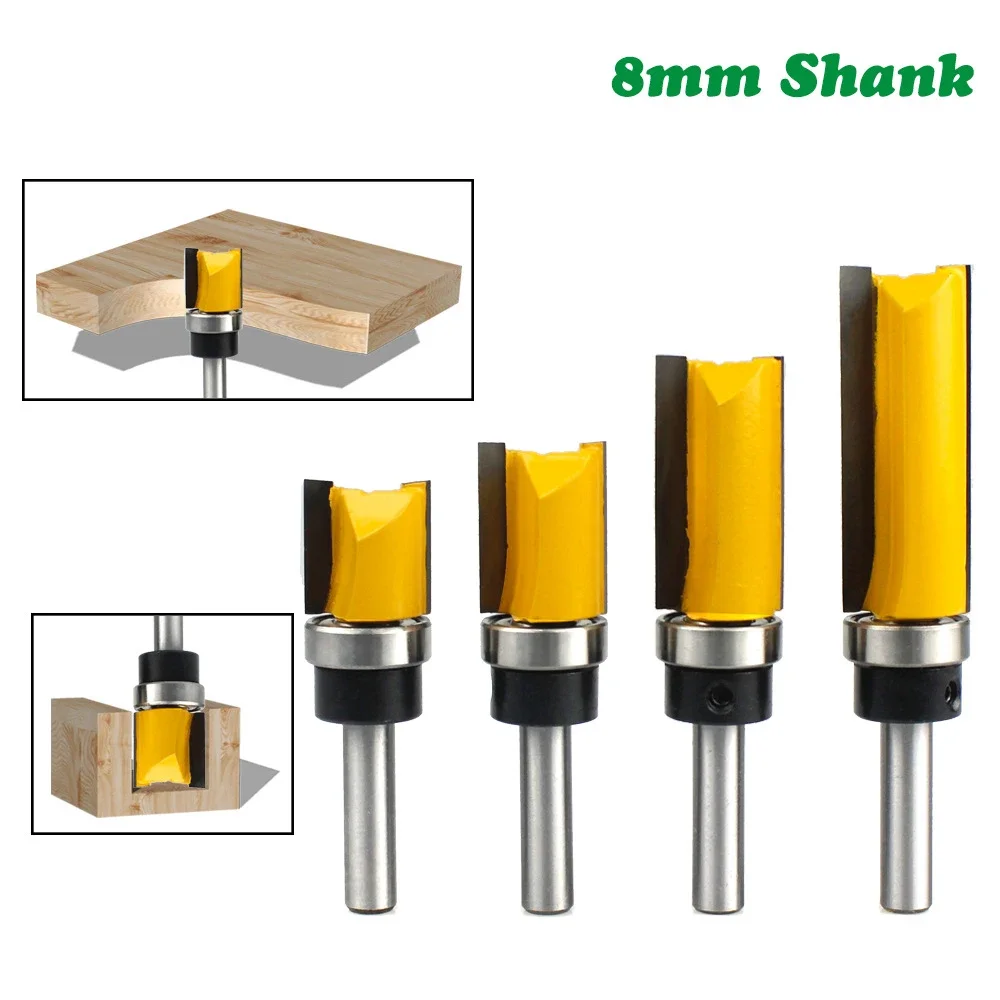 1 PC 8mm Shank Template Trim Hinge Mortising Router Bit Straight End Mill Trimmer Cleaning Flush Trim Tenon Woodworking Tools