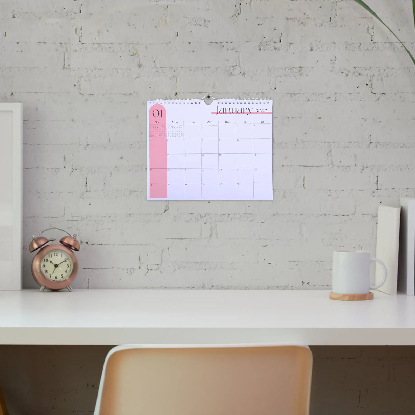 

2025 Macaron Color Wall Hanging Calendar 12 Month Monthly Flip Planner With Twin Wire Binding Large Blocks For Office Home Decor