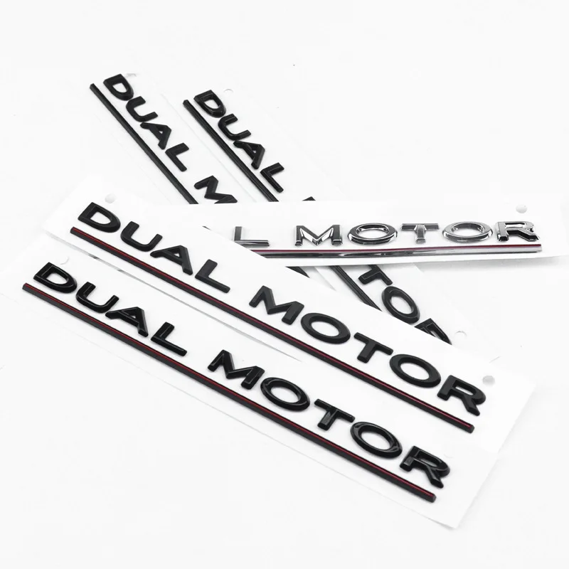 3d ABS Chrome Black Red Logo Dual Motor Emblem Letters Car Trunk Badge per Tesla Model Y 3 X S Dual Motor Sticker accessori