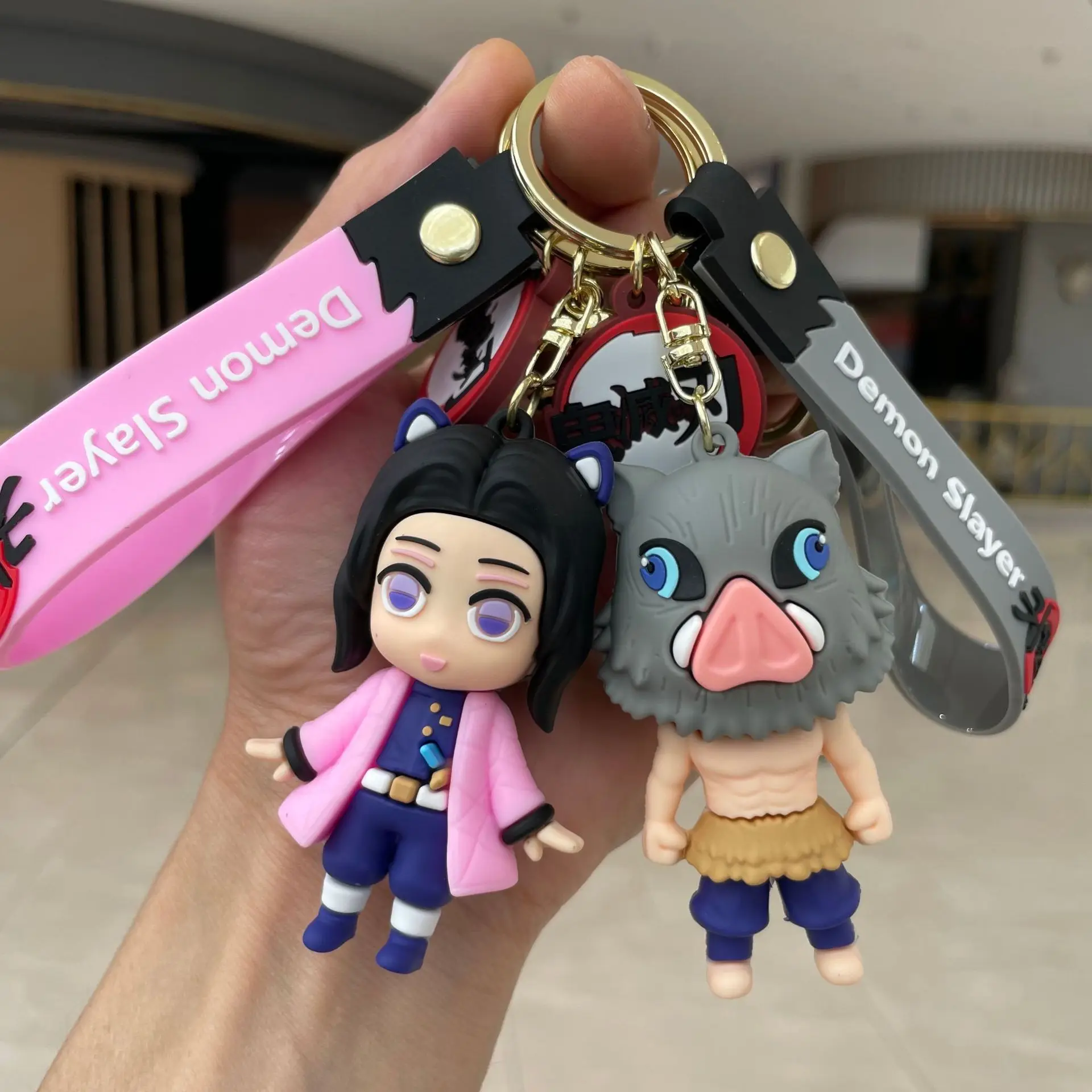 Demon Slayer Keychain Bag Pendent Anime Cute Kamado Nezuko Kamado Tanjirou Figure Keyring Toy Gift for Friends Car Key Chain