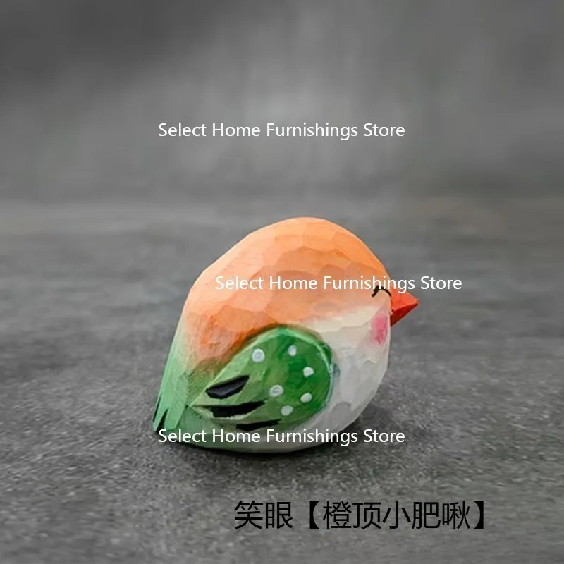 Suitable for Colorful Pure Handmade Solid Wood Carving, Cute Style, Creative Home Bird Crafts, Office Small Accessories