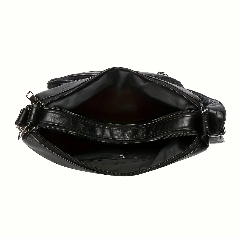 

Винтажные женские кожаные сумки через плечо, многослойная сумка через плечо большой вместимости, подходит для поездок на работу и путешествий.