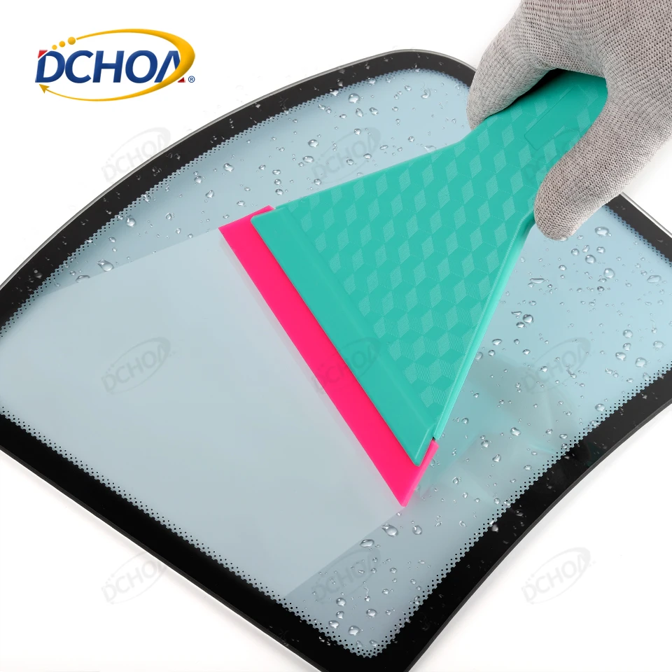 DCHOA Long Straight Handle Water Scraper Car Window Cleaning Vinyl Wrap Squeegee Auto Detailing Film Installation Tool