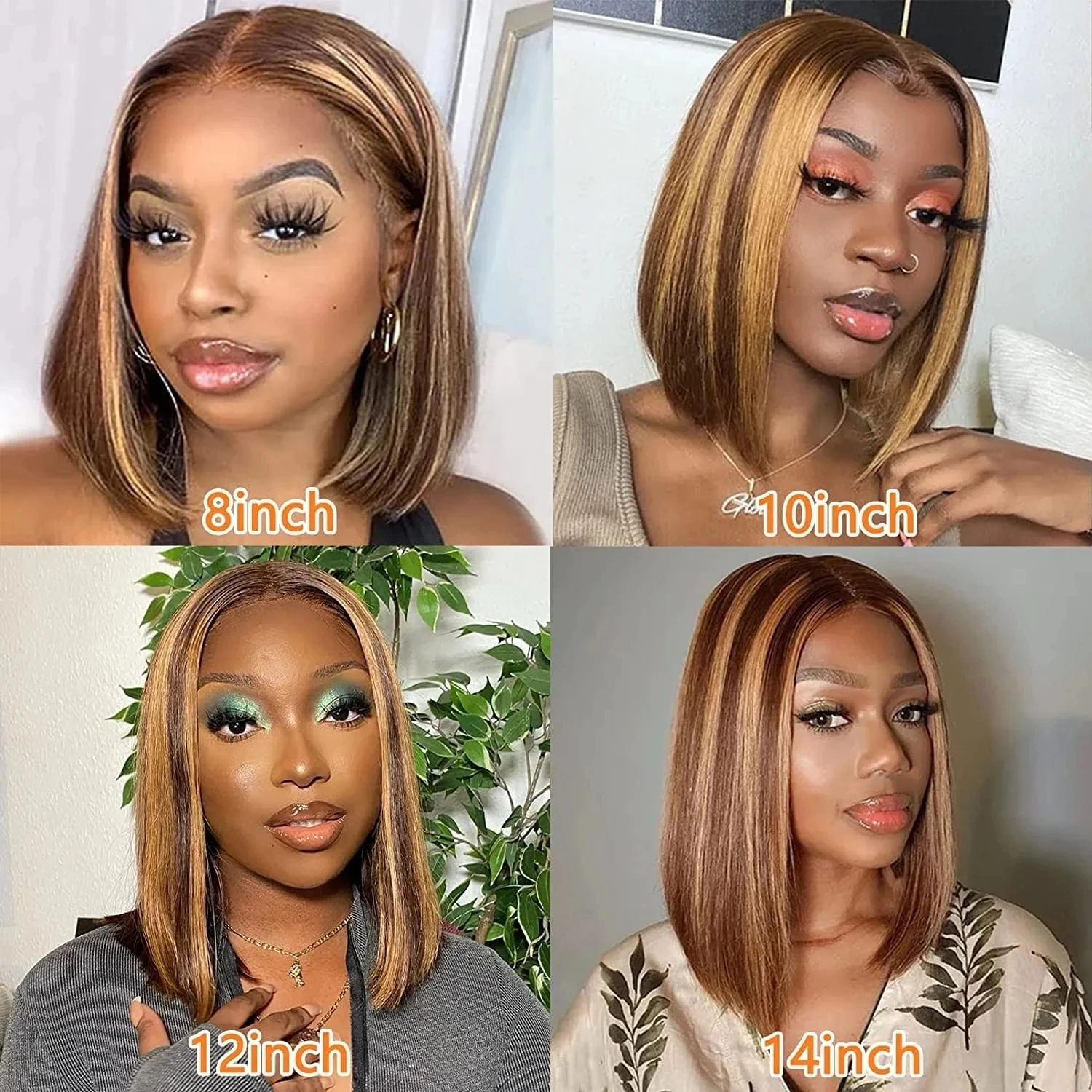 gluelss wear to go  Highlight  wig Hair Straight 13x4 Lace Front Human Hair Wig Ombre Honey Blonde middle part Lace Frontal Wigs image 2