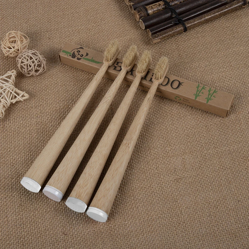 

4PCS/Pack Boar Bristles Natural Bamboo Toothbrush Eco-Friendly Biodegradable Boar Hair Bamboo Toothbrushes Can Stand Up