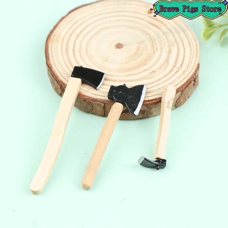 3Pcs/set New Mini Wood Metal Chopper Hatchet Dollhouse Miniature Tools