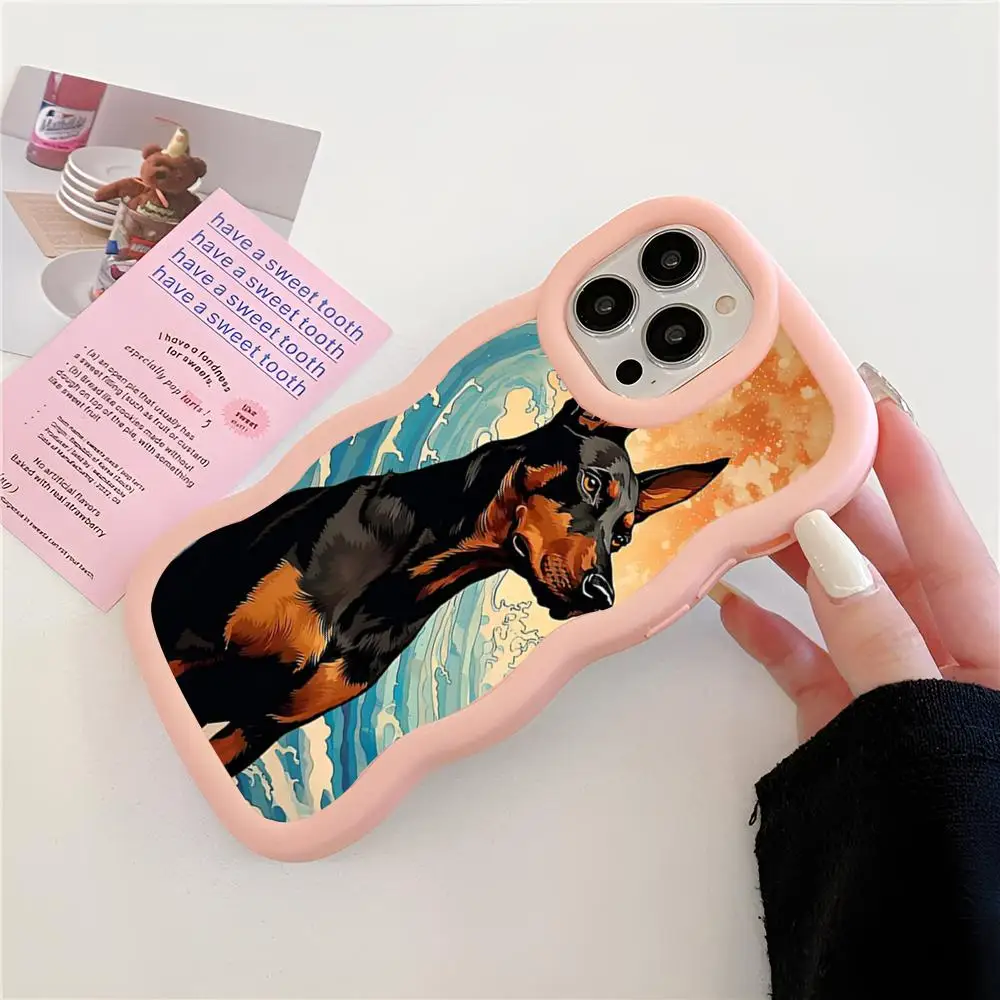 Dobermann Phone Case Pink Cute Girls New Wave Corners Macaron For IPhone 16 15 14 13 12 11 X Vivo Samsung Oppo