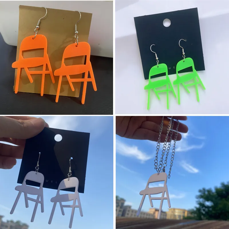 Creative Big Colorful Acrylic Earrings Funny Chair Statement Earrings For Women Girls Jewelry Accessories