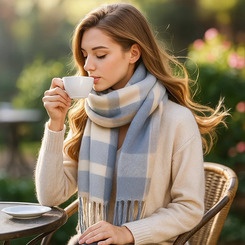 

Pcs Winter Tartan Scarf - Korean Style Warm Couple Unisex Wrap, Thicken Plaid Shawl for Women Men (Grey Checkered)