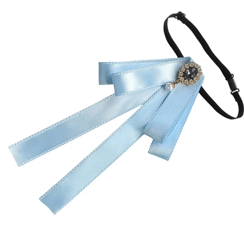 Elegant Rhinestones Pin Necktie Ribbon Bows Crystal Versatile Accessory