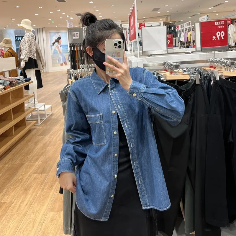 Chemise en jean pour femmes, nouveau Design, veste de Niche rétro superposée, chemise française à manches longues, printemps et automne