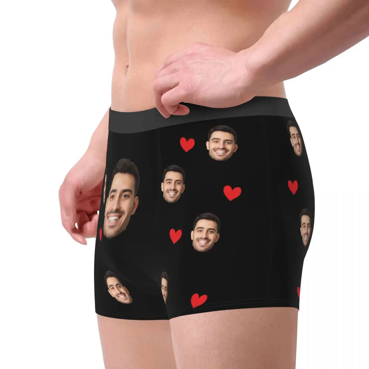 맞춤형 얼굴 사진 남성용 롱 언더웨어 복서 브리프 쇼츠 팬티 재미있는 통기성 언더팬츠 남성용