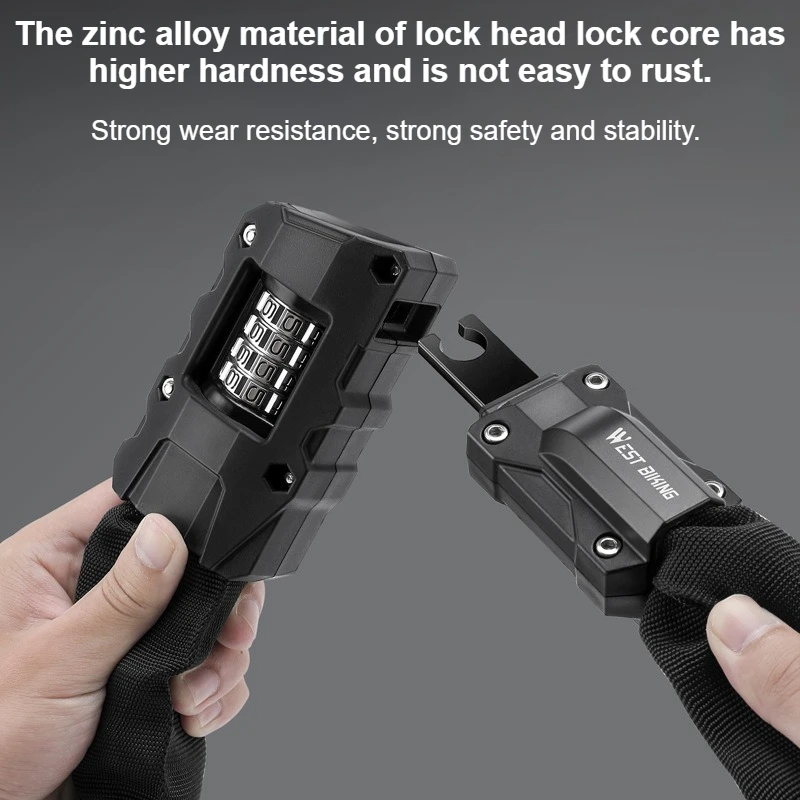 Bicycle chain lock carbon steel 4-digit password lock outdoor anti-theft scooter bicycle chain lock