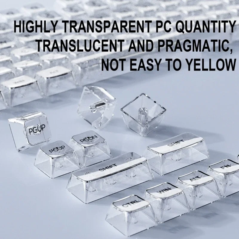 

Clear and Stylish Keycaps Transparent PC Keycaps 131Key for 61/64/68/84/85/87/98/100/104/108 Mechanical Keyboards