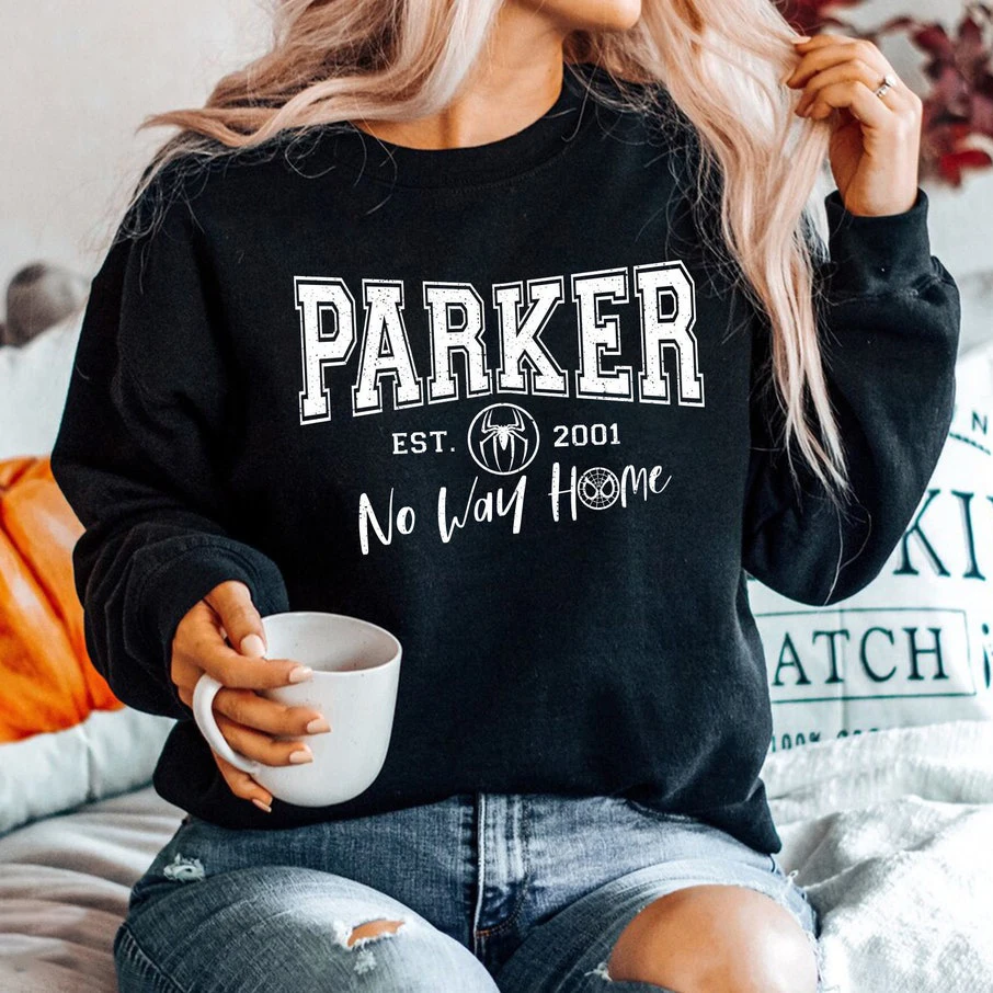 No Way Home Superhero Sweatshirt Parker Est 2001 Stark Industries Peter Parker Hoodie Vintage Tom Holland Crewneck Sweatshirts