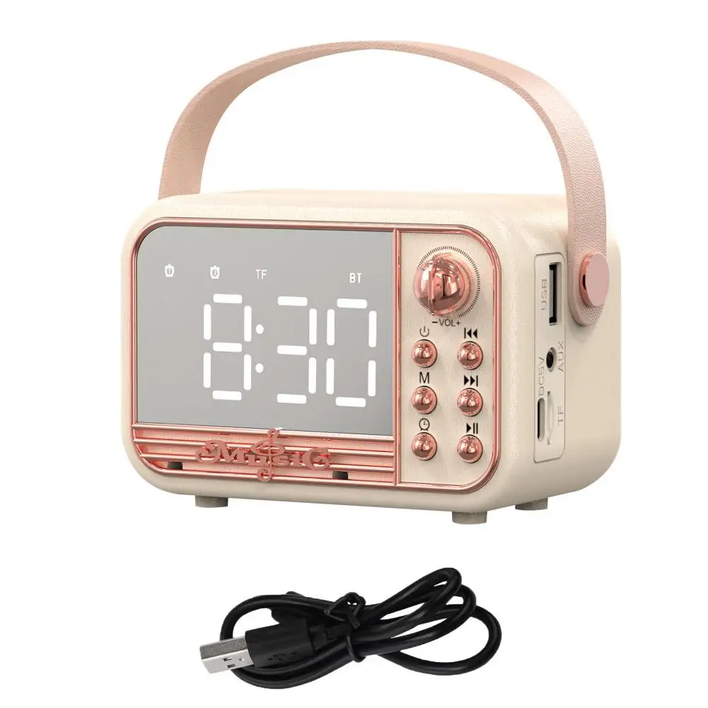 Alarm Clock Bluetooth Speaker 3D Sound Balance Diffusion Vintage Call Retro Handheld Type Alarm Clock Speaker