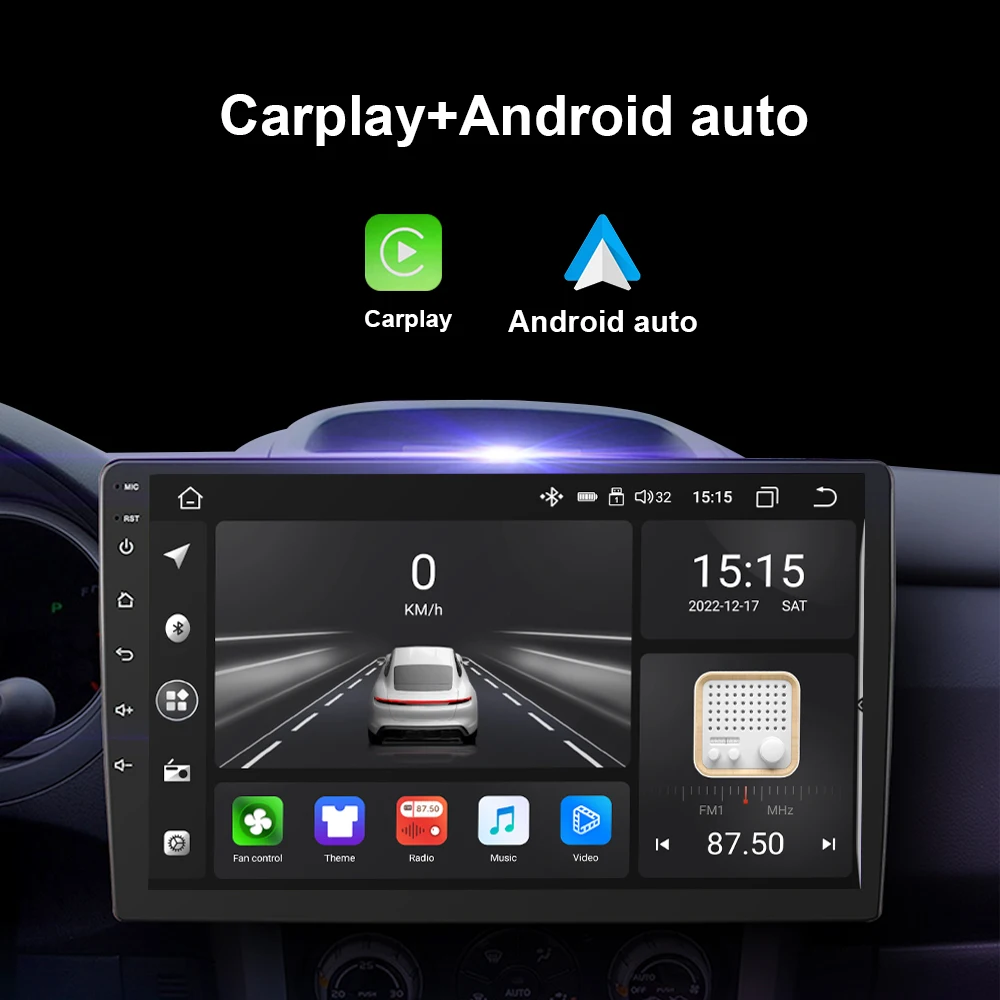 Lecteur DVD de voiture à écran TV, Carplay sans fil et Android Auto, carte SIM 4G, stéréo de voiture Android, haute qualité, 9 pouces, 4 Go, 64 Go