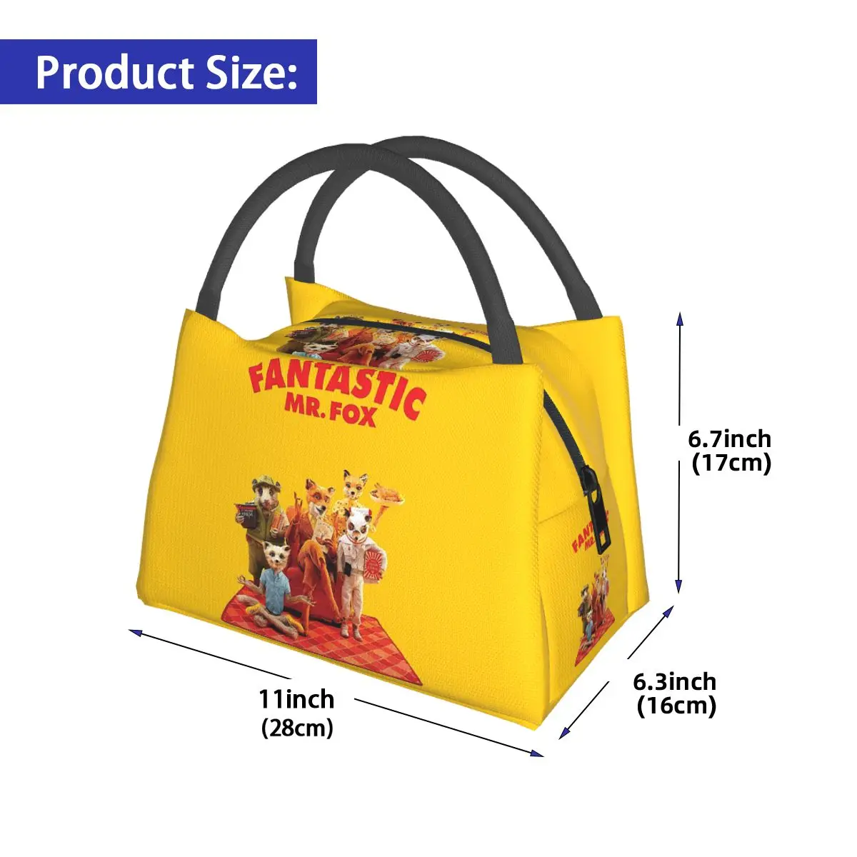 Fantastic Mr Fox Movie Poster Insulated Lunch Bag for Women Children Leakproof Food Boxes Thermal Lunch Box Tote