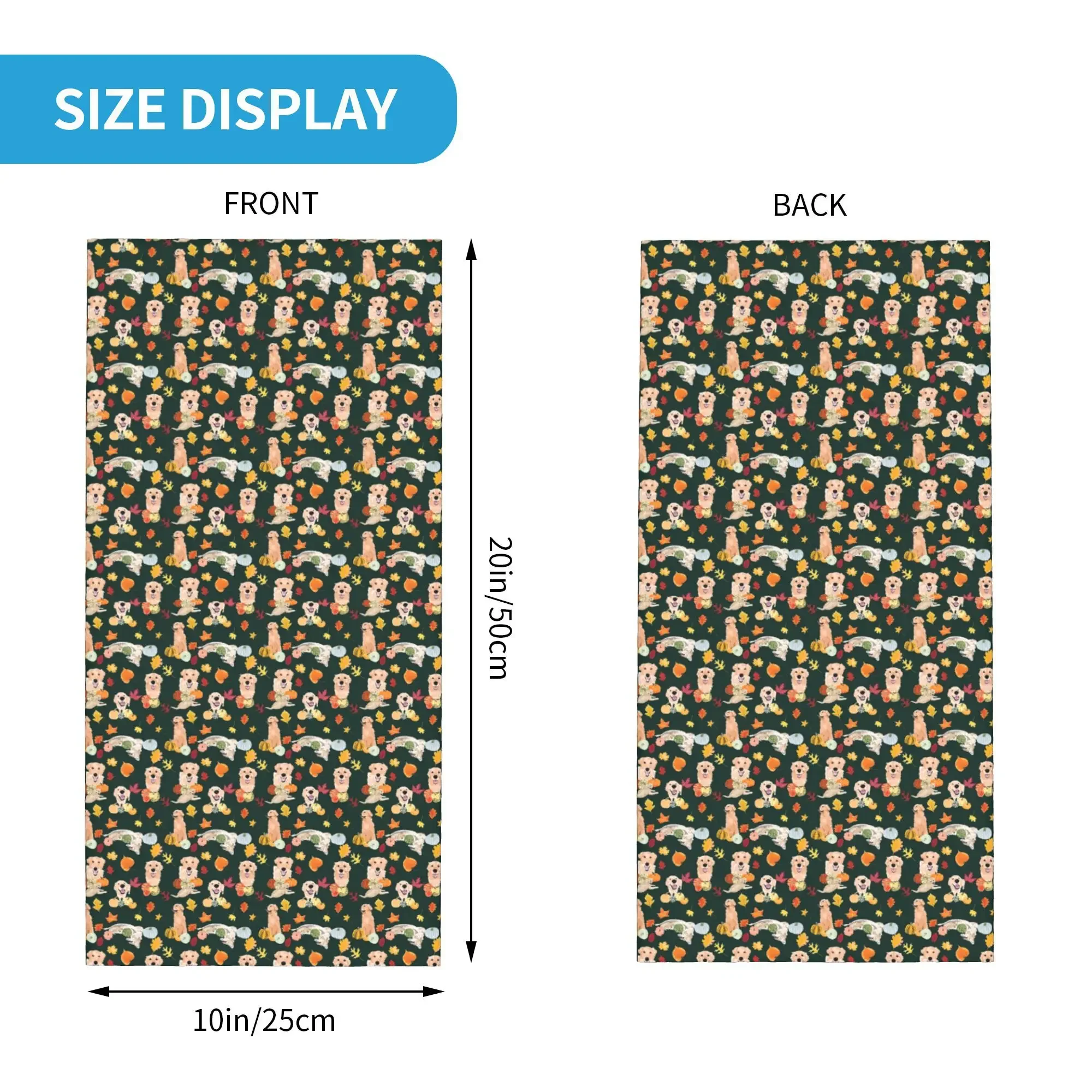 Golden Retriever  Fall Green Bandana Neck Gaiter Printed Face Scarf Multifunction Headwear Cycling Unisex Adult All Season view 4
