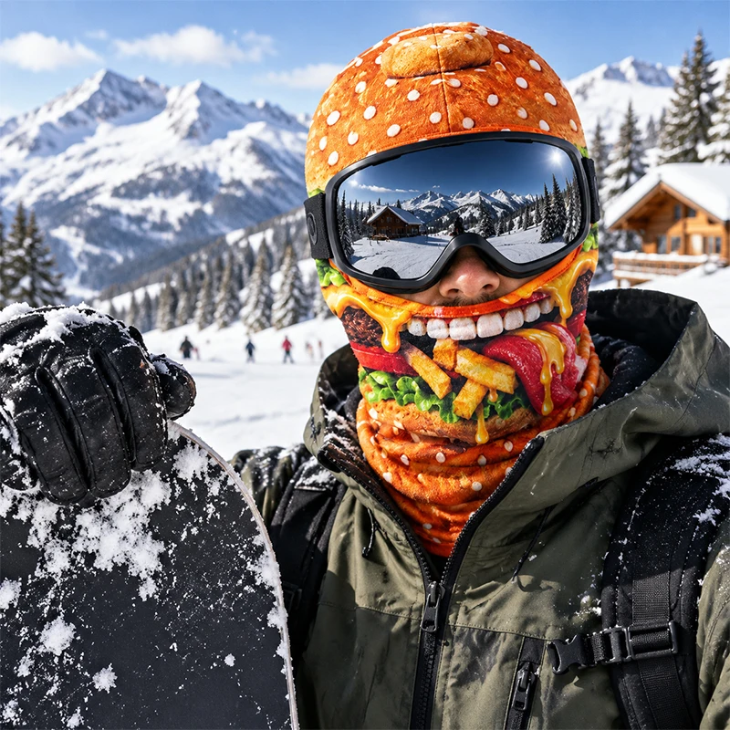 Funny Ski Mask Food Print Balaclava Yellow Man Funny Design Windproof Stretch Outdoor Cycling Skiing Snowboard Face Cover