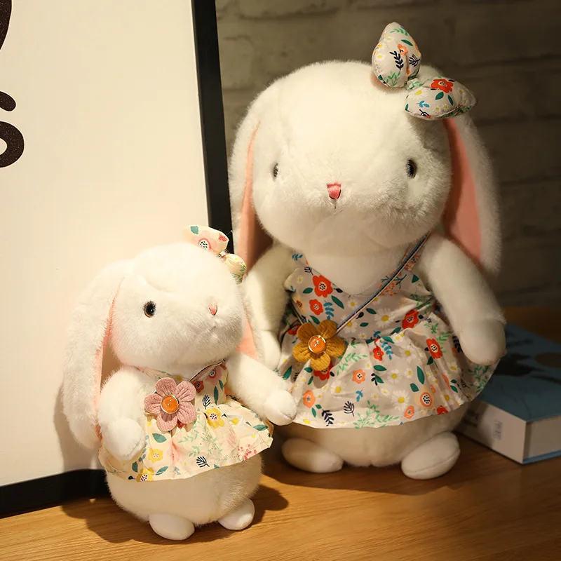 Cute Pastoral Style Rabbit Plush Toys Long Ear Rabbit Stuffed Animals Dolls Kawaii Home Decoration Girlfriend Birthday Gifts