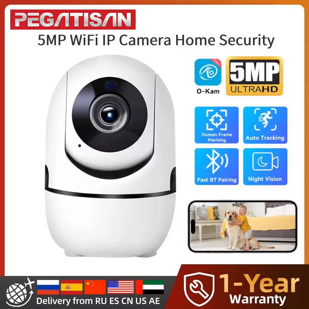2.4G Mini Indoor Wireless 5MP WiFi IP Camera Home Security CCTV Surveillance Camera With Humanoid Tracking O-Kam Pro APP