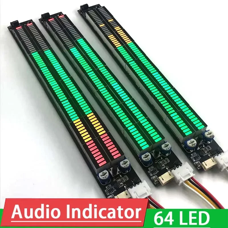 DC 12V 24V Multi-mode 64 LED Stereo Music Spectrum light Audio Level Indicator Amplifier VU Meter DIY Car player Light Lamp