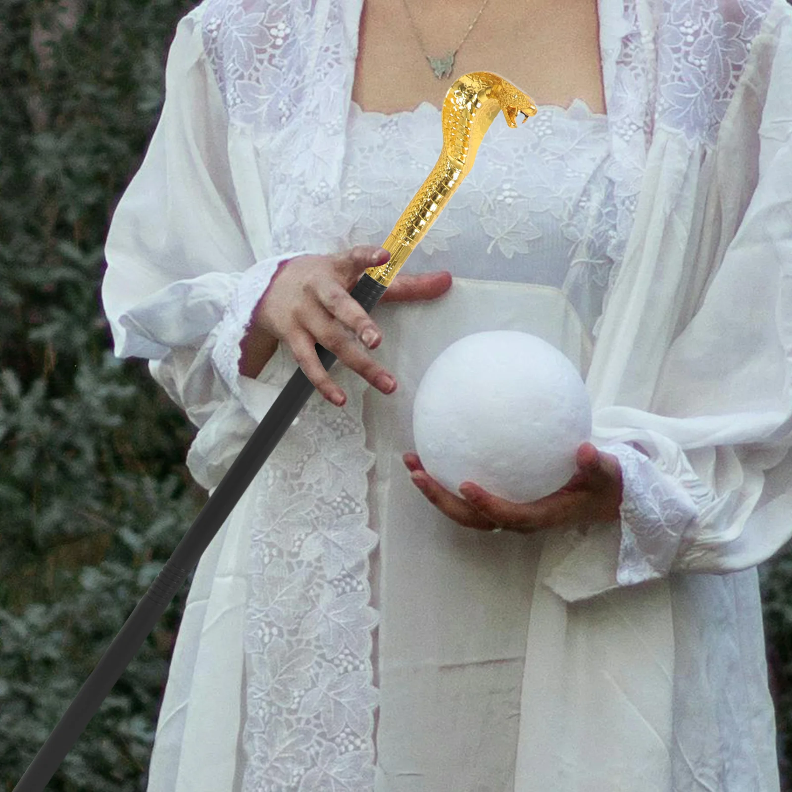 Egyptian Pharaoh Snake Head Cane Exquisite Pretend Play Scepter Walking Stick Halloween Cosplay Accessory Prop Decorative Cane