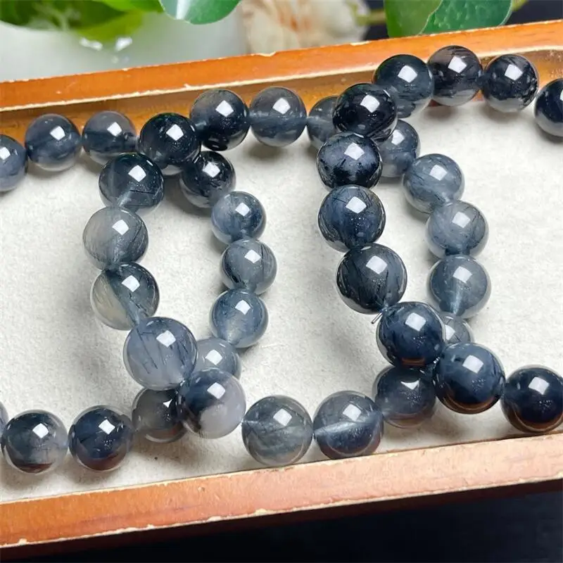 

Natural Blue Rutilated Quart Bracelet Crystal Reiki Gemstone Fashion Jewelry Fengshui Women Healing Gift 1pcs 7/9.5/12.5MM