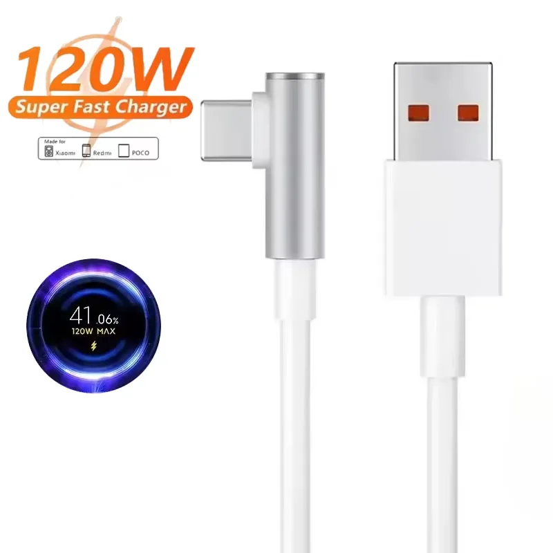 

120W Car Audio Speaker Charging Cable USB to Type C PD Bent Phone Data Cable Car Charging Accessories for Xiaomi Samsung Huawei