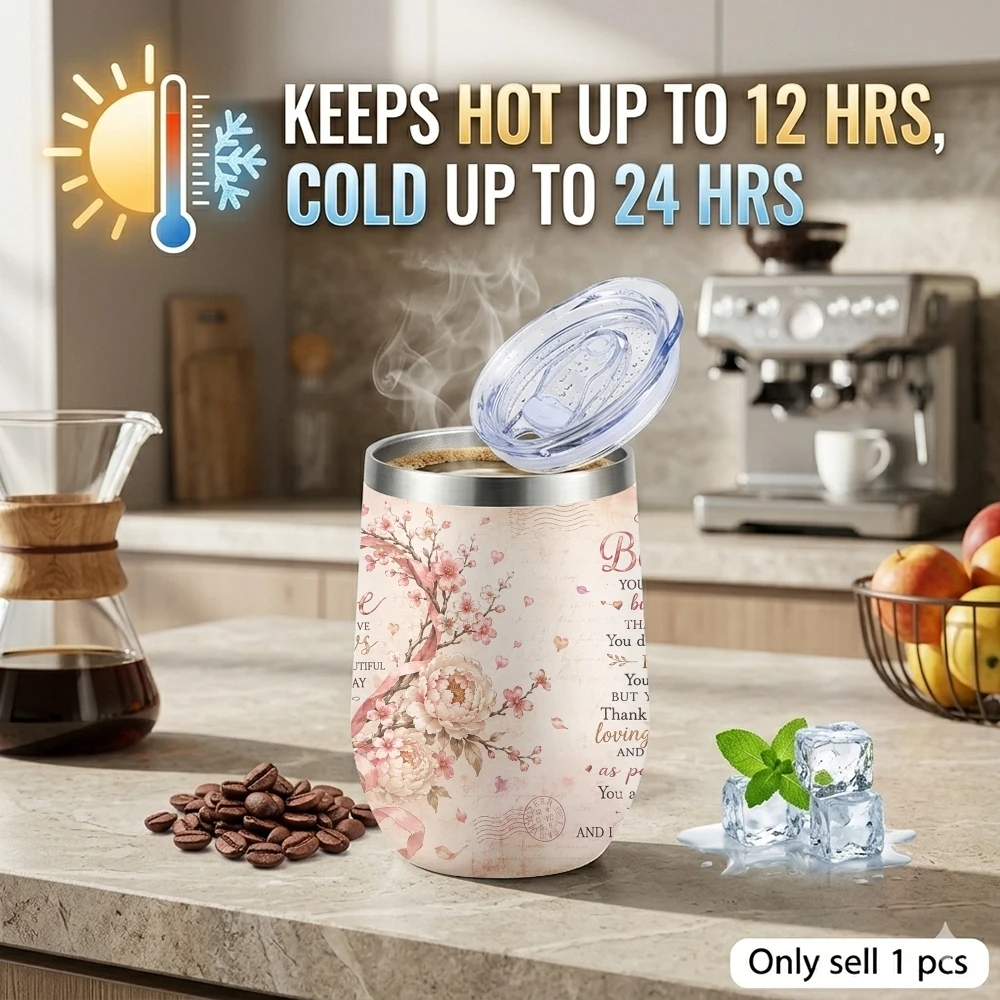 Retro Vintage Blooms Vacuum Flasks 12oz Insulated Stainless Steel Mug with Lid Travel Tumbler Double Wall Drink Coffee Cup