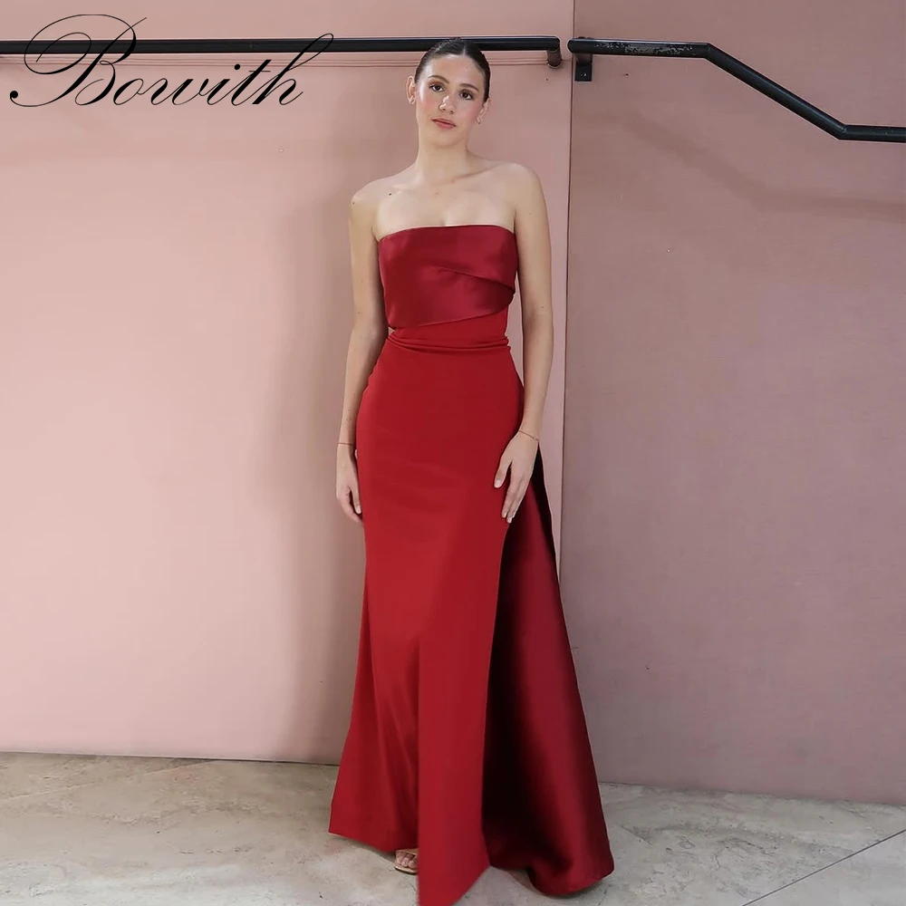 

Bowith Red Strapless Prom Dresses Mermaid Wedding Party Dress 2025 Formal Evening Dress Graduation Gowns vestidos de fiesta