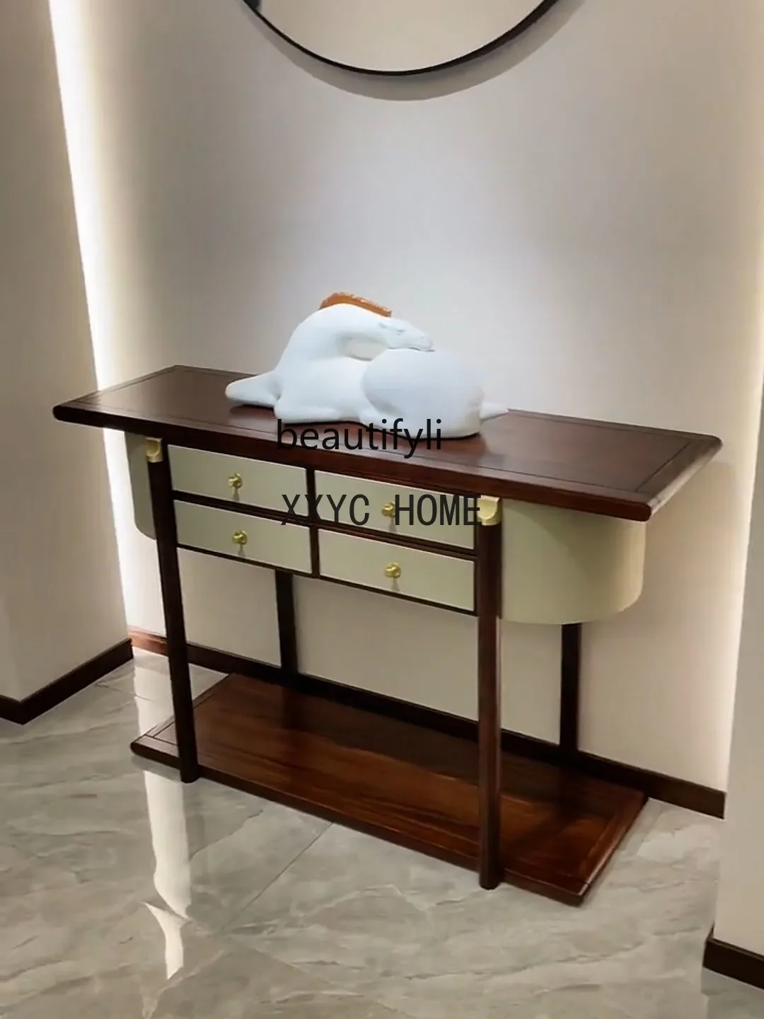 

New Chinese Style Ugyen Wood Entrance Table Modern Simple and Light Luxury Style Home Wall Solid Wood a Long Narrow Table