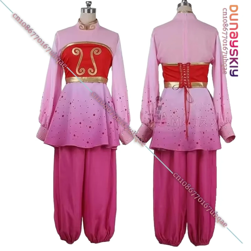 Anime Ranma Shampoo Cosplay Costume Wig ½ Women Fight Martial Uniforms Stand Up Collar Long Sleeves Shirt Tube Top Pants