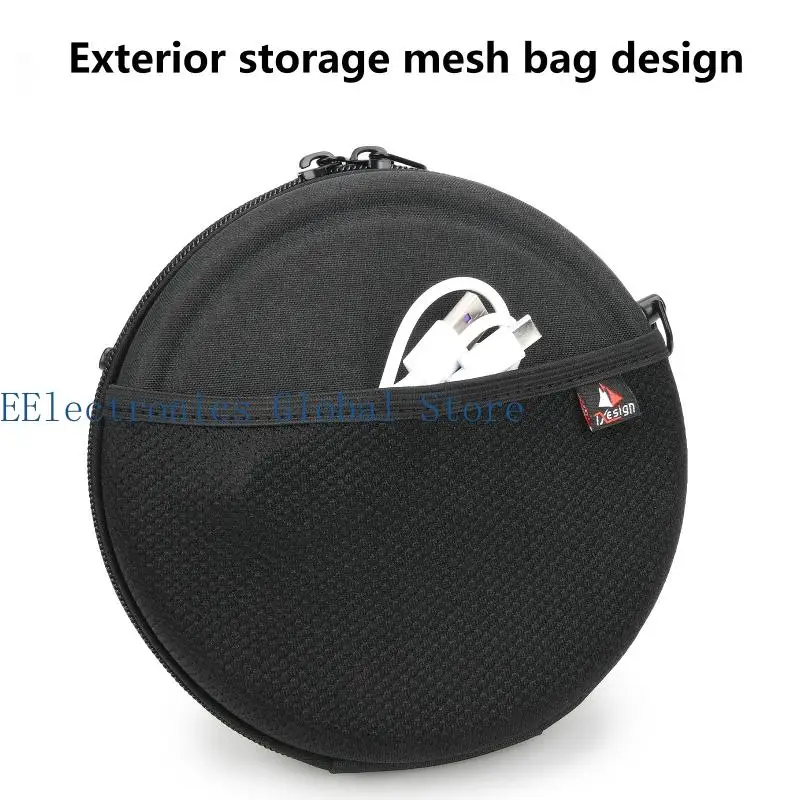 462B Stylish Disc Player Protective Cover Box With Waved Sponge Interior And Outer Storage Net For Necessities Black