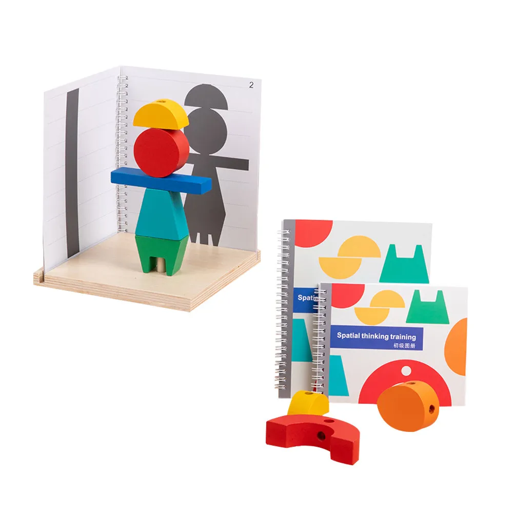 

1Set Three-Dimensional Wooden Blocks Educational Fine Motor Skill Training Early Learning Building Wood Blocks for Toddlers