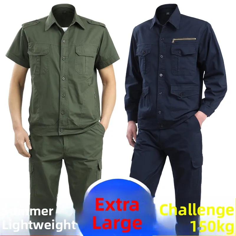 

plus Size Summer Workwear Cotton Blend Pants And Top Set Welding Resistant Anti-Heat Lightweight Wearable for Factor...